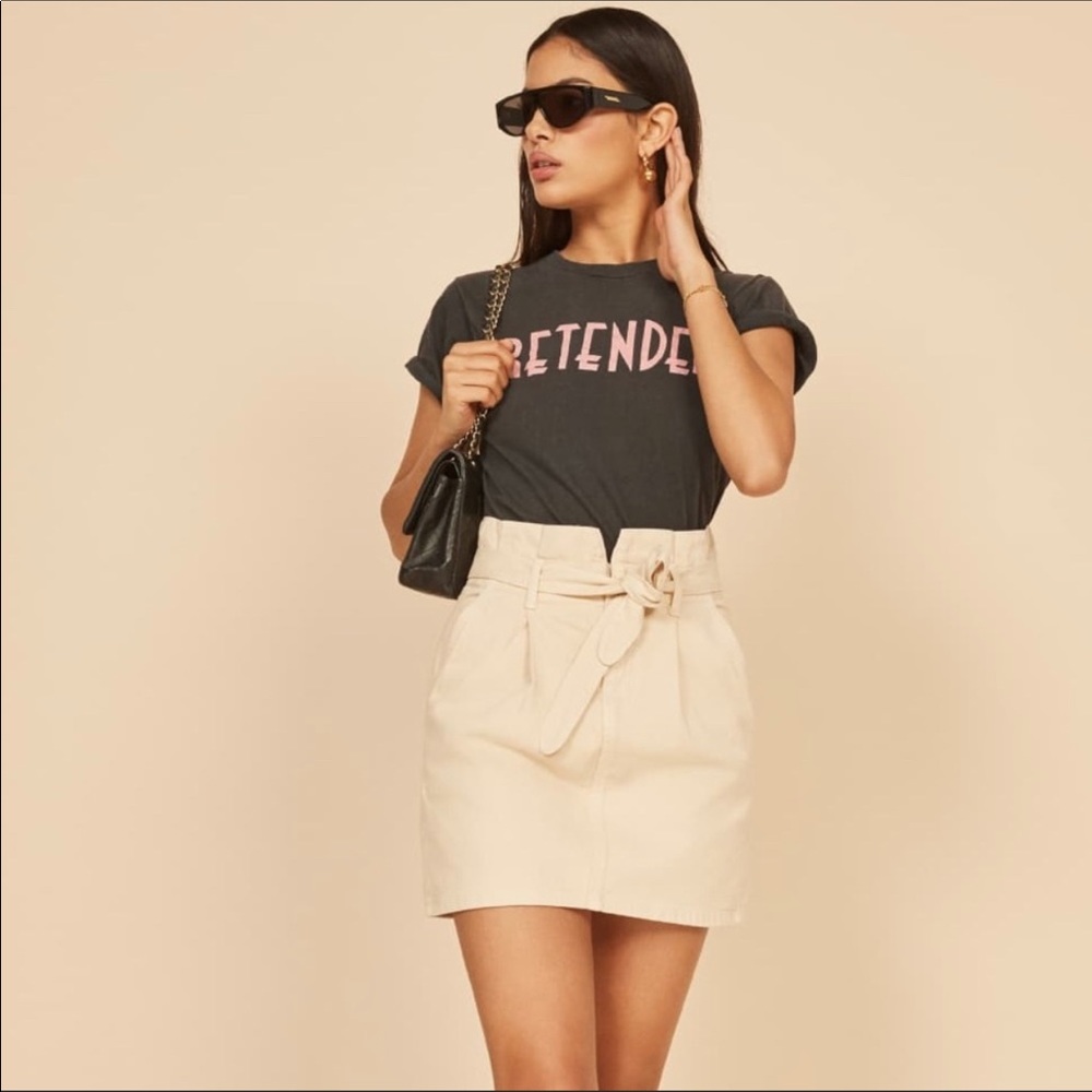 NWT Reformation Sandip skirt, bone sz 27